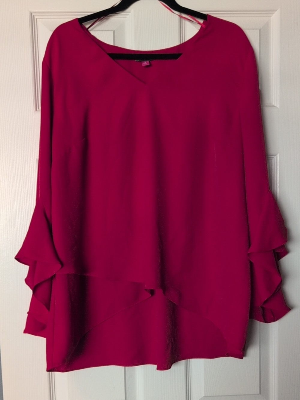 Women's Ruffle Sleeve Vneck Blouse 1X